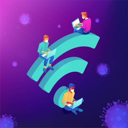 Public gathering restrictions isometric concept.のイラスト素材