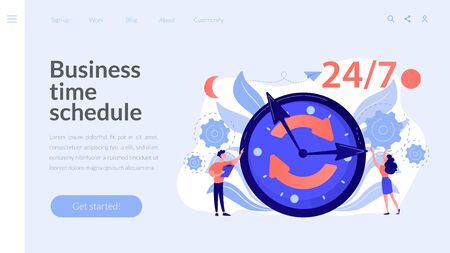 24 7 service concept landing page.のイラスト素材