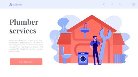 Plumber services concept landing pageのイラスト素材