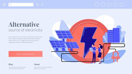 Solar energy concept landing page.のイラスト素材
