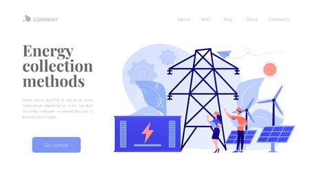 Energy storage concept landing page.のイラスト素材