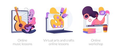 Online education while self-isolation abstract concept vector illustrations.のイラスト素材