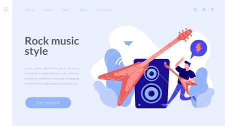 Rock music concept landing page.のイラスト素材
