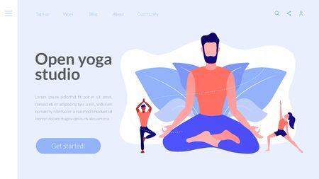 Yoga school concept landing page.のイラスト素材