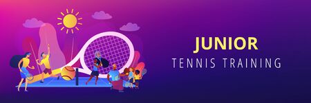 Tennis camp concept banner header.のイラスト素材
