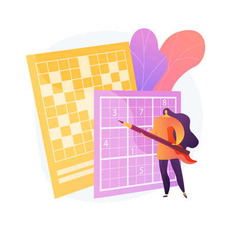 Do a crossword and sudoku abstract concept vector illustration.のイラスト素材