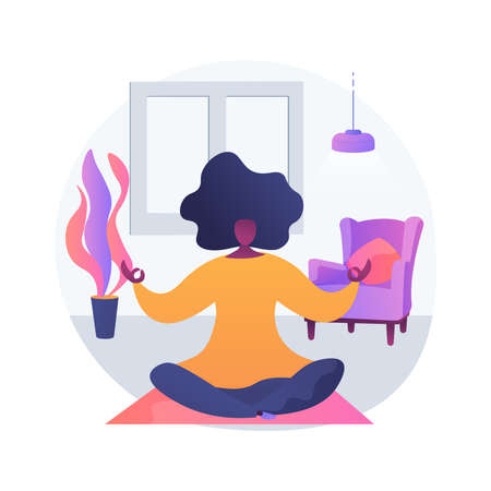 Home yoga abstract concept vector illustration.のイラスト素材