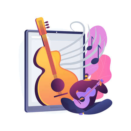 Online music lessons abstract concept vector illustration.のイラスト素材