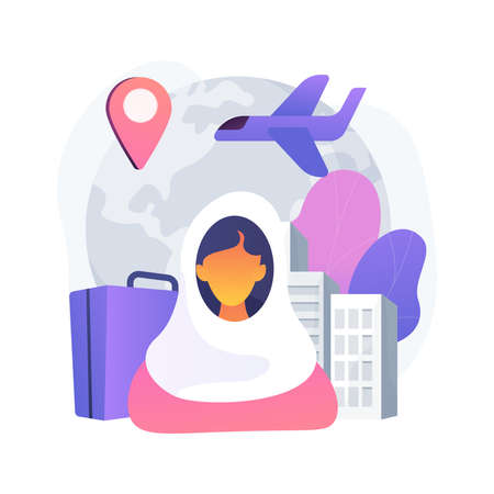 Female migrant abstract concept vector illustration.のイラスト素材