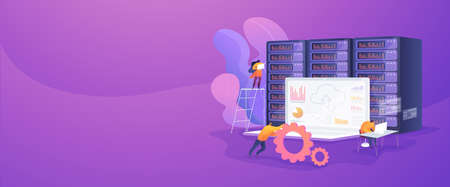 Big data developer web banner concept.のイラスト素材