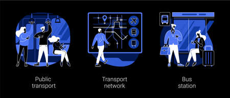 Urban transportation abstract concept vector illustrations.