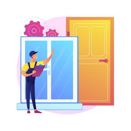 Windows and doors services abstract concept vector illustration.のイラスト素材