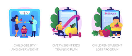 Child overweight treatment vector concept metaphors.