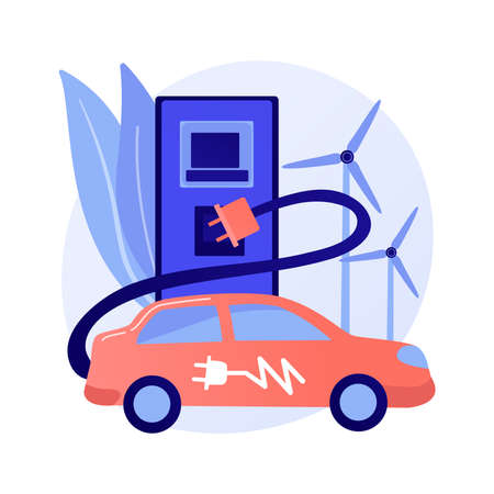 Electric vehicle use abstract concept vector illustration.のイラスト素材