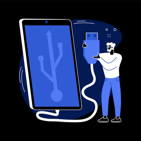 USB connection abstract concept vector illustration.のイラスト素材