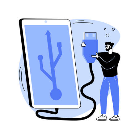USB connection abstract concept vector illustration.のイラスト素材