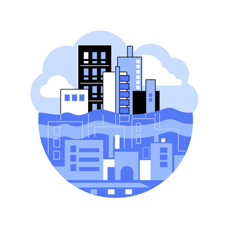 Sea level rise abstract concept vector illustration.のイラスト素材