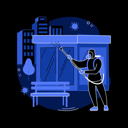 Public place sanitizing abstract concept vector illustration.のイラスト素材