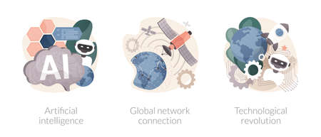 Information era abstract concept vector illustrations.のイラスト素材