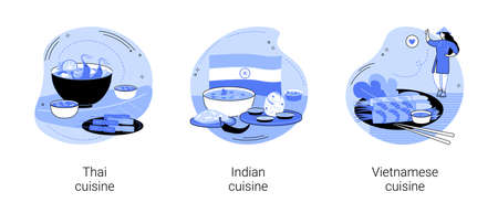 Oriental cuisine abstract concept vector illustrations.のイラスト素材