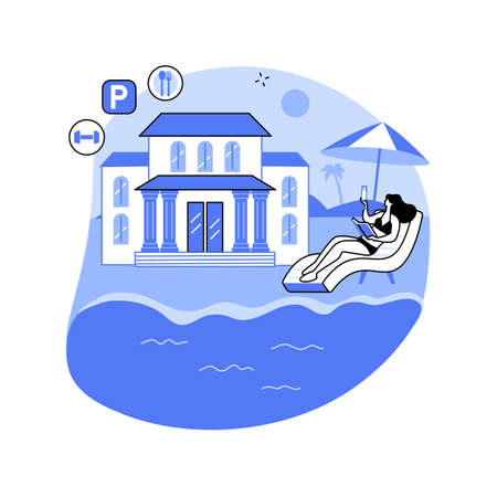 All-inclusive hotel abstract concept vector illustration.のイラスト素材