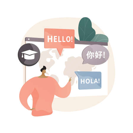 Foreign language workshop abstract concept vector illustration.のイラスト素材