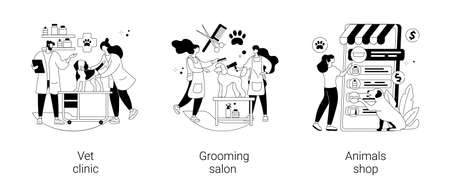 Animal service and care abstract concept vector illustrations.のイラスト素材