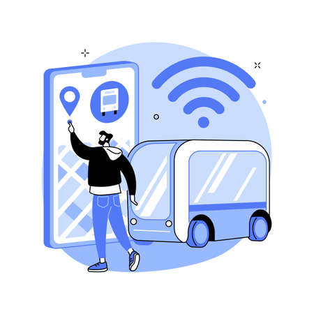 Autonomous public transport abstract concept vector illustration.のイラスト素材