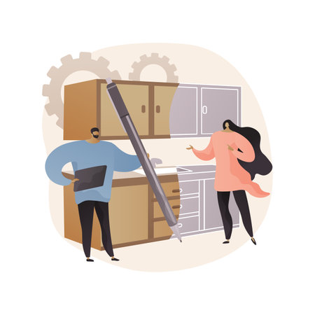 Custom made kitchens abstract concept vector illustration.のイラスト素材
