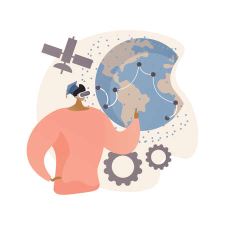 Interactive learning experience abstract concept vector illustration.のイラスト素材