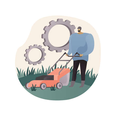 Lawn mowing service abstract concept vector illustration.のイラスト素材