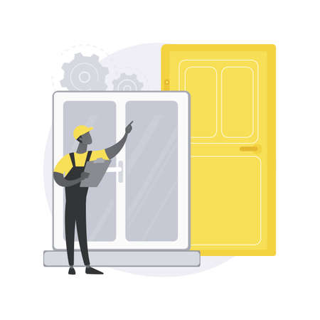 Windows and doors services abstract concept vector illustration.のイラスト素材