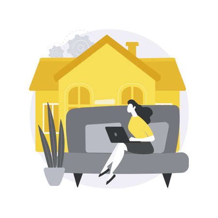 Stay at home abstract concept vector illustration.のイラスト素材