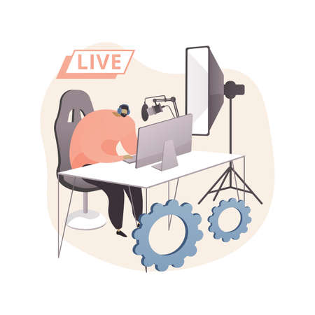 Professional livestream abstract concept vector illustration.のイラスト素材