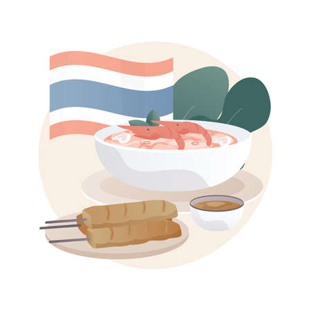 Thai cuisine abstract concept vector illustration.のイラスト素材