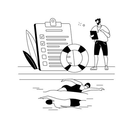 Swimming and lifesaving classes abstract concept vector illustration.のイラスト素材