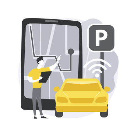 Self-parking car system abstract concept vector illustration.のイラスト素材