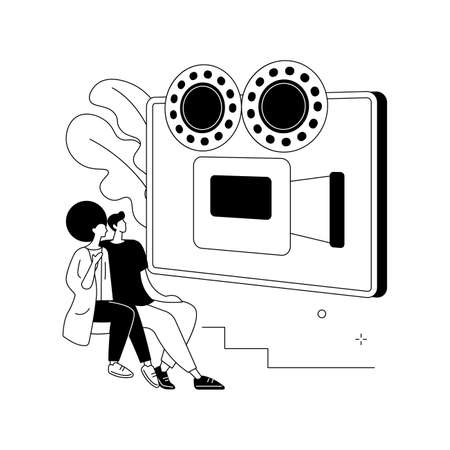 Open air cinema abstract concept vector illustration.のイラスト素材