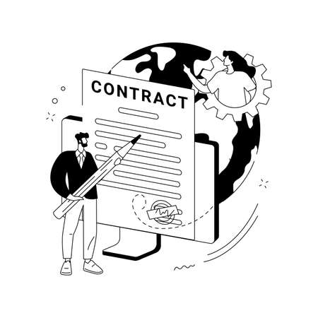 Electronic contract abstract concept vector illustration.のイラスト素材