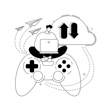 Cloud gaming abstract concept vector illustration.