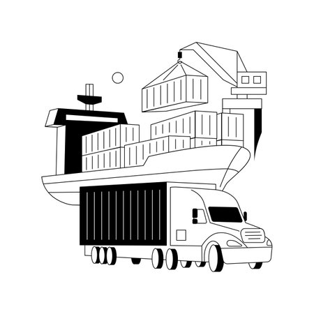 Container transportation abstract concept vector illustration.のイラスト素材