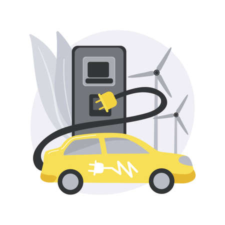 Electric vehicle use abstract concept vector illustration.のイラスト素材