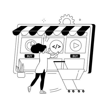 Digital service marketplace abstract concept vector illustration.のイラスト素材