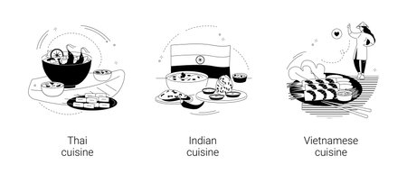 Oriental cuisine abstract concept vector illustrations.のイラスト素材