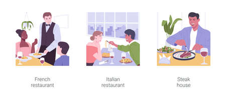 Dinner out isolated cartoon vector illustrations set.