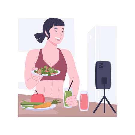Healthy cooking blog isolated cartoon vector illustrations.のイラスト素材