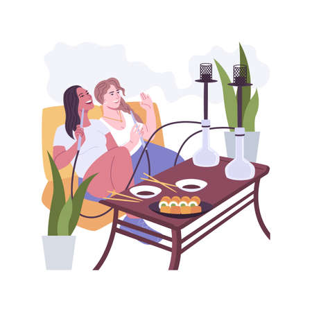 Hookah place isolated cartoon vector illustrations.のイラスト素材