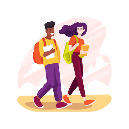 Going to school independently isolated cartoon vector illustration.のイラスト素材