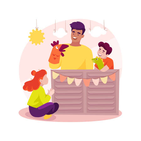 Puppet theater isolated cartoon vector illustration.のイラスト素材