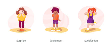 Children expressing emotions isolated cartoon vector illustration set